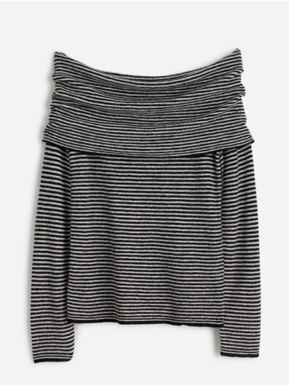 Madewell Black & White Striped Off-the-Shoulder Sweater